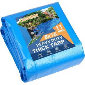 Tarp Heay Duty Waterproof 6x9ft,Black Tarp Cover Plastic Poly Tarpaulin for Outdoor Cover,Emergency Rain,Roof, Pool, Boat,Camping - Multipurpose with 11Mil Thickness