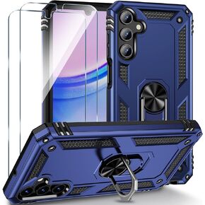 for Samsung Galaxy A15 5G Case, Galaxy A15 5G Phone Case with HD Screen Protector[2 Pack], [Military Grade] 16ft. Drop Tested Shockproof Protective Cover with Magnetic Kickstand, Red