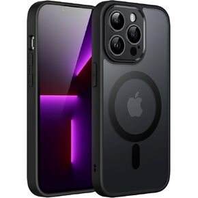 JETech Magnetic Case for iPhone 13 Pro 6.1-Inch, Compatible with MagSafe, Translucent Matte Back Camera Lens Full Protection Slim Shockproof Phone Cover (Black)
