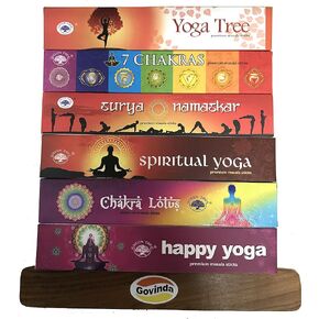Govinda Incense Stick Holder Bundle with 6 Packs x 15 Grams Masala Incense Sticks, Angel Collection