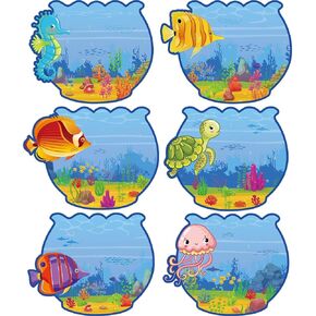 120 pcs Ocean Themed Desk Name Tags Decoration Colorful Sea Animals Adhesive Name Labels Cute Stickers for Kids Bulletin Board Desks Classroom Fish Under The Sea Party Decor Supply