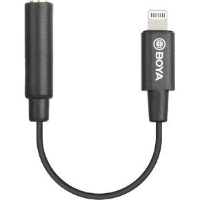 BOYA by-K1 Lightning to 3.5mm Adapter (TRS) Short Male Lightning to Male 3.5mm Aux Cable for TRS Microphone/Shotgun mic/iPhone/iPad