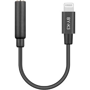 BOYA by-K1 محول Lightning إلى 3.5 مم (TRS) كابل Aux ذكر قصير من Lightning إلى ذكر 3.5 مم لميكروفون TRS/Shotgun mic/iPhone/iPad