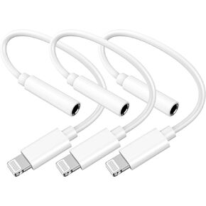 iPhone Headphone Adapter, 3 Pack [Apple MFi Certified] Lightning to 3.5 mm Headphone Jack Aux Audio Cable Adapter Dongle Compatible for iPhone 14 13 12 11 Pro Max XS XR X 8 7 iPad, Support All iOS in Saudi Arabia