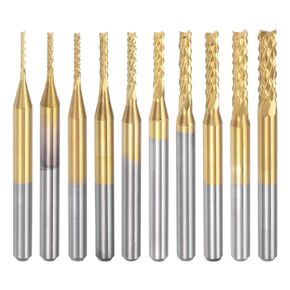 uxcell 1 Set 0.8-3mm Titanium Coat Carbide End Mill Engraving Milling Cutter CNC Router Bits for PCB Machine, 1/8" Shank