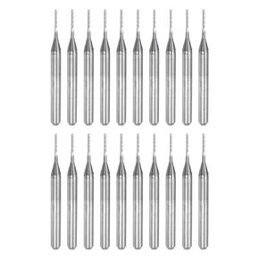 uxcell 20pcs End Mill Bits 0.6mm Solid Carbide CNC Router Bits Engraving Cutter Tools for PCB Circuit Board Milling Machine Wood Carving, 1/8" Straight Shank
