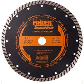 Finder General Purpose Premium Segmented Diamond Blade for Tile Brick Concrete Field Stone Masonry Materials Wet Dry Cutting (1 Pack of 9" Blade)