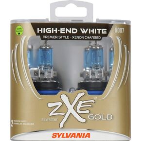 SYLVANIA - 9007 (HB5) SilverStar zXe GOLD High Performance Halogen Headlight Bulb - Bright White Light Output, Best HID Alternative, Xenon Charged Technology (Contains 2 Bulbs)