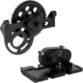 AMK 1/10 Transmission 30% OD Transfer Case Forward Motor Mount with Delrin Spur Gear for 1/10 RC Crawler Axial SCX10 II Element Enduro DIY LCG Chassis SCX10 Upgrades (Black)