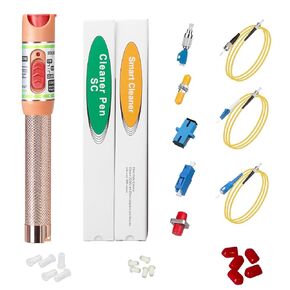 Fiber Optic Cable Fault Locate Kit - 30mW VFL Fiber Optic Visual Fault Locator, FC - LC Adapter, LC/SC/ST/FC Coupler, 2 Cleaners and 3 Short Patch Cords