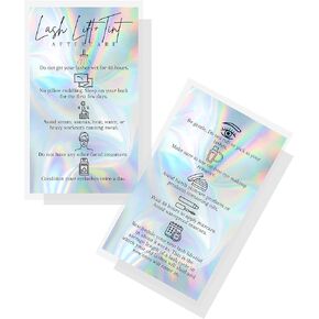 Lash Lift + Tint Aftercare Cards | 100 Pack | 2x3.5" inches Business Card Size | Lash Lift and Tint Aftercare Kit | Rainbow Background Design