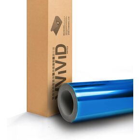 Blue Mirror Chrome Cast Vinyl Wrap Self-Adhesive Film Decal Air-Release Bubble and Air-Free 3MIL-VViViD8 (1.5ft x 5ft)