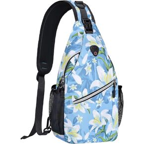 MOSISO Sling Backpack, Multipurpose Travel Hiking Daypack Rope Crossbody Shoulder Bag, Hedychium