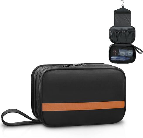 حقيبة أدوات الزينة للرجال - حقيبة سفر معلقة للفصل الرطب والجاف مع حجرة مرئية من البولي فينيل كلوريد مادة مقاومة للماء بسحاب مزدوج ومقصورات إضافية لتنظيم أنيق. in Kuwait