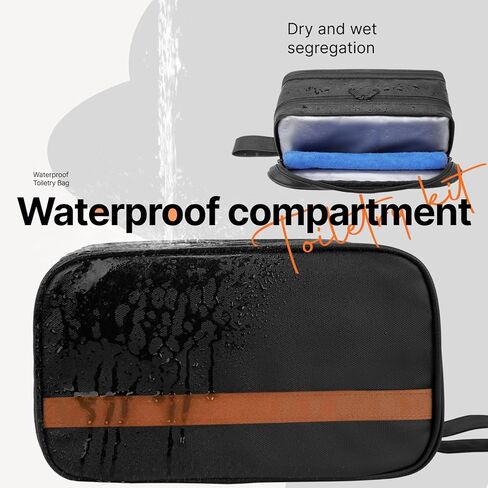 حقيبة أدوات الزينة للرجال - حقيبة سفر معلقة للفصل الرطب والجاف مع حجرة مرئية من البولي فينيل كلوريد مادة مقاومة للماء بسحاب مزدوج ومقصورات إضافية لتنظيم أنيق. in Kuwait