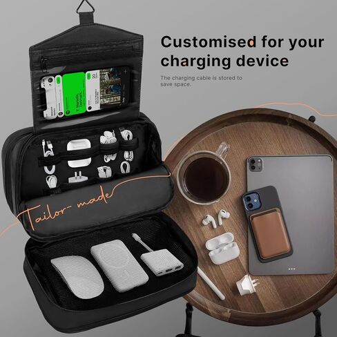 حقيبة أدوات الزينة للرجال - حقيبة سفر معلقة للفصل الرطب والجاف مع حجرة مرئية من البولي فينيل كلوريد مادة مقاومة للماء بسحاب مزدوج ومقصورات إضافية لتنظيم أنيق. in Kuwait