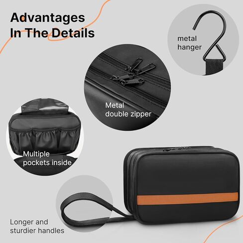 حقيبة أدوات الزينة للرجال - حقيبة سفر معلقة للفصل الرطب والجاف مع حجرة مرئية من البولي فينيل كلوريد مادة مقاومة للماء بسحاب مزدوج ومقصورات إضافية لتنظيم أنيق. in Kuwait