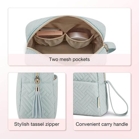 BAGSMART Small Makeup Bag, Travel Cosmetic Bag Make Up Pouch Small Travel Zipper Pouch,Water-resistant Toiletry Bag,Makeup Organizer Bag for Women,Black in Saudi Arabia