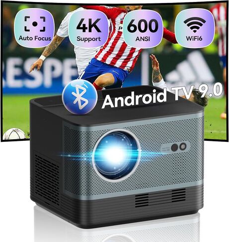 [تركيز تلقائي] جهاز عرض XJ-HOME I20 يدعم 4K، جهاز عرض ذكي مع WiFi 6 وBluetooth 5.2، جهاز عرض مسرح منزلي هادئ 600 ANSI مع Android TV 9.0، جهاز عرض أفلام خارجي مع مكبرات صوت HiFi مزدوجة in Saudi Arabia