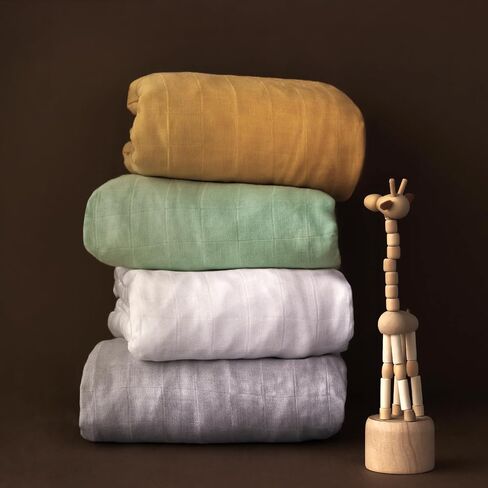 Muslin Crib Sheets for Girls and Boys, Fitted Baby Crib Sheets for Toddler Bed 28" x 52", Viscose Made from Bamboo Crib Mattress Sheet with Boho Style, Soft Breathable Baby Sheets 2 Pack, White&Yellow in Saudi Arabia