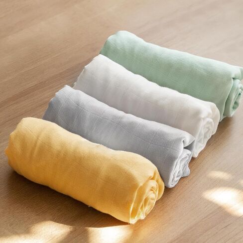 Muslin Crib Sheets for Girls and Boys, Fitted Baby Crib Sheets for Toddler Bed 28" x 52", Viscose Made from Bamboo Crib Mattress Sheet with Boho Style, Soft Breathable Baby Sheets 2 Pack, White&Yellow in Saudi Arabia