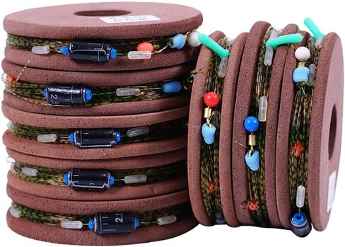 8 Pack Monofilament Fishing Line Invisible & Dot Green Line 4.5M Nylon Virtually Hidden Camouflage Clear Fish Cord with Float Lead Winder Bead Ring for River Freshwater Saltwater Fishing Tackle in Saudi Arabia
