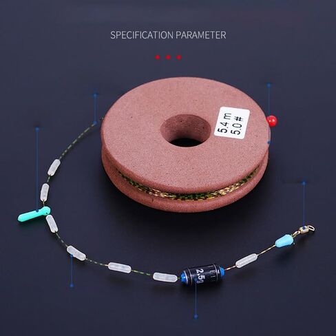 8 Pack Monofilament Fishing Line Invisible & Dot Green Line 4.5M Nylon Virtually Hidden Camouflage Clear Fish Cord with Float Lead Winder Bead Ring for River Freshwater Saltwater Fishing Tackle in Saudi Arabia