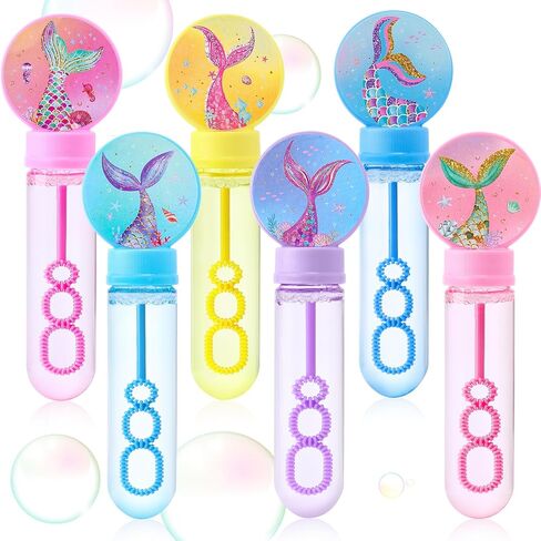 Winrayk 24Pcs Mermaid Bubble Wands for Kids Bubbles Party Favors Mini Bubbles Bulk Mermaid Party Favors Birthday Supplies Valentine Gift Christmas Toy Easter Wedding Mermaid Bubbles Goodie Bag Stuffer in Saudi Arabia