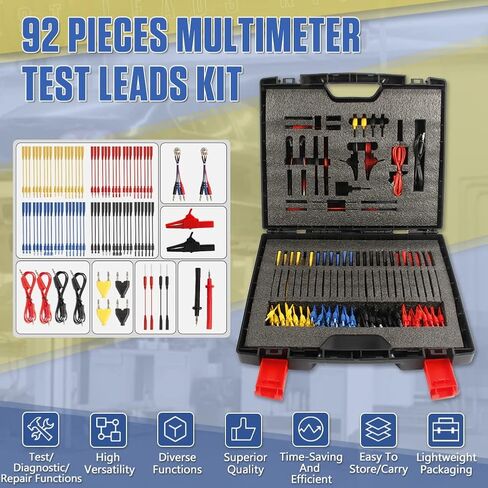 DUOYI مجموعة أدوات اختبار السيارات المتعددة 92 قطعة متعددة الوظائف لاختبار دوائر السيارات مع مشابك التمساح، قابس الموز يؤدي مجموعة أدوات اختبار السيارات للاختبار/التشخيص/الإصلاح in Kuwait