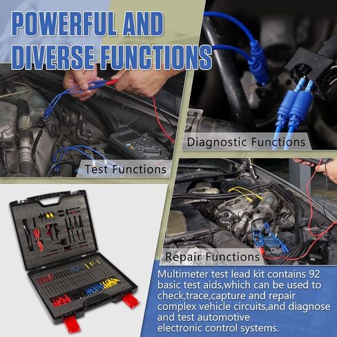 DUOYI مجموعة أدوات اختبار السيارات المتعددة 92 قطعة متعددة الوظائف لاختبار دوائر السيارات مع مشابك التمساح، قابس الموز يؤدي مجموعة أدوات اختبار السيارات للاختبار/التشخيص/الإصلاح in Kuwait