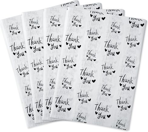 MR FIVE 100 Sheets Black Thank You Tissue Paper Bulk, 20" x 14", Black & White Thank You Tissue Paper for Packaging, Gift Bags, Graduation, Birthday, Thanksgiving in Saudi Arabia