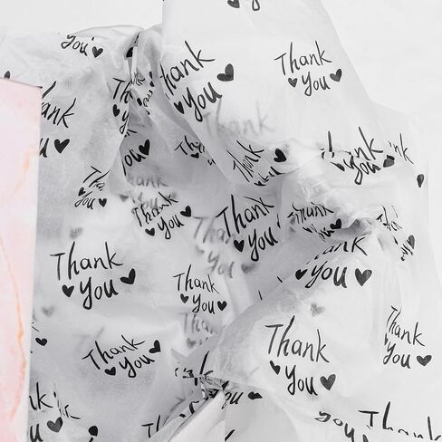 MR FIVE 100 Sheets Black Thank You Tissue Paper Bulk, 20" x 14", Black & White Thank You Tissue Paper for Packaging, Gift Bags, Graduation, Birthday, Thanksgiving in Saudi Arabia
