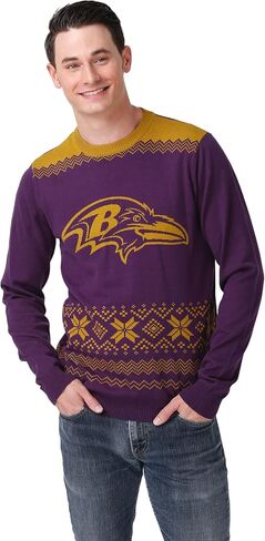 FOCO Men's NFL Big Logo Two Tone Knit Sweater in Saudi Arabia