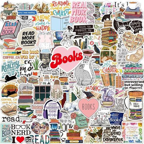 100 قطعة من ملصقات الكتب لجهاز Kindle، ملصقات هدايا الكتب لزجاجات المياه وأجهزة الكمبيوتر المحمول لمحبي الكتب، ملصقات كتب مقاومة للماء وملصقات القراءة للبالغين والمراهقين والأطفال in Kuwait