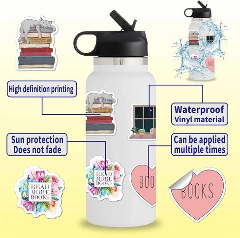 100 قطعة من ملصقات الكتب لجهاز Kindle، ملصقات هدايا الكتب لزجاجات المياه وأجهزة الكمبيوتر المحمول لمحبي الكتب، ملصقات كتب مقاومة للماء وملصقات القراءة للبالغين والمراهقين والأطفال in Kuwait