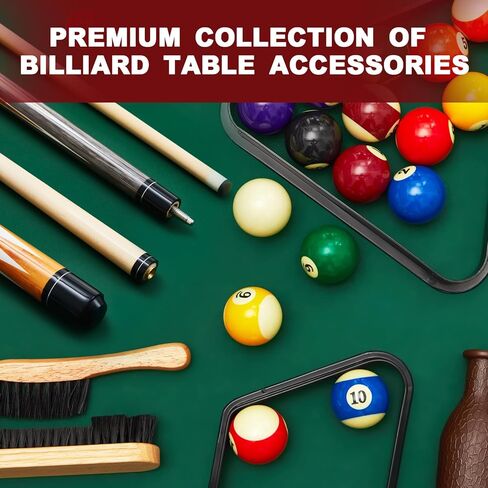 Liliful Pool Table Accessories Billiards Accessories Billiard Pool Balls with Triangle and Diamond Ball Holder Cue Chalks Pool Cue Tip Pool Sticks Pool Table Brush Set (Classic Style) in Saudi Arabia