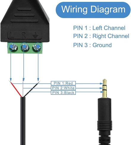 3.5mm 1/8inch Stereo Audio Male Jack to AV 3-Screw Balun Terminal Adapter Connector Cable, Speaker Wire Solderless Terminal Block Cord 30cm (3.5mm M/ 3pin), 2 PCS in Saudi Arabia