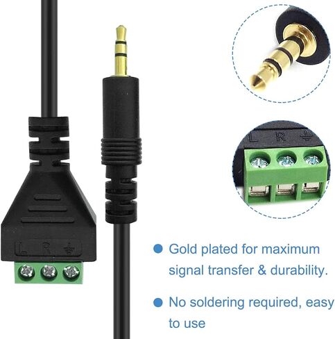 3.5mm 1/8inch Stereo Audio Male Jack to AV 3-Screw Balun Terminal Adapter Connector Cable, Speaker Wire Solderless Terminal Block Cord 30cm (3.5mm M/ 3pin), 2 PCS in Saudi Arabia