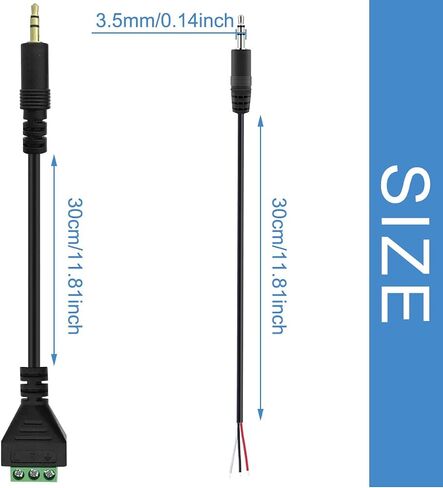 3.5mm 1/8inch Stereo Audio Male Jack to AV 3-Screw Balun Terminal Adapter Connector Cable, Speaker Wire Solderless Terminal Block Cord 30cm (3.5mm M/ 3pin), 2 PCS in Saudi Arabia