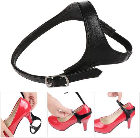 Womens Detachable Adjustable Shoe Straps Shoe Accessories for Holding Loose High Heels(Suede Black) in Saudi Arabia