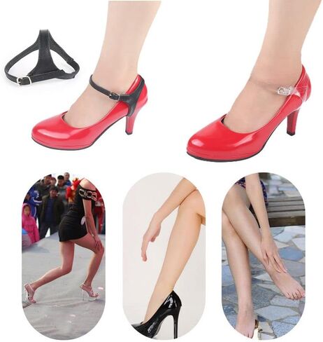 Womens Detachable Adjustable Shoe Straps Shoe Accessories for Holding Loose High Heels(Suede Black) in Saudi Arabia