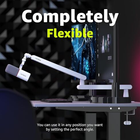 IXTECH Mic Boom Arm Stand LP ميكروفون حامل ذراع ميكروفون منخفض المستوى قابل للتعديل لـ Blue Yeti Shure Sm7b Hyperx QuadCast Rode Fifine و At2020 360 درجة ذراع ميكروفون للألعاب Podcasting LIZARD PRO in Kuwait