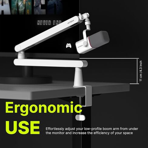 IXTECH Mic Boom Arm Stand LP ميكروفون حامل ذراع ميكروفون منخفض المستوى قابل للتعديل لـ Blue Yeti Shure Sm7b Hyperx QuadCast Rode Fifine و At2020 360 درجة ذراع ميكروفون للألعاب Podcasting LIZARD PRO in Kuwait