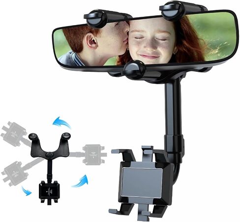 Phone Holders for Your Car Rear View Mirror Phone Holder Multifunctional 360 Rotatable Rearview Mirror Mount Universal Car Cell Phone Holder in Saudi Arabia