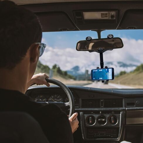 Phone Holders for Your Car Rear View Mirror Phone Holder Multifunctional 360 Rotatable Rearview Mirror Mount Universal Car Cell Phone Holder in Saudi Arabia