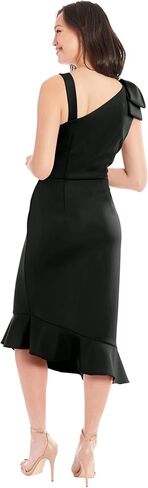 London Times One-Shoulder Ruffle Midi Fit and Flare Bow | Wedding Guest Dresses for Women in Saudi Arabia