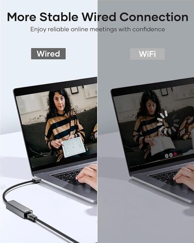USB to Ethernet Adapter, USB 3.0 to 10/100/1000 Gigabit Wired LAN Network Adapter, RJ45 Internet Adapter Compatible with MacBook, Surface, Laptop PC with Windows 11/10/8.1/8/XP, macOS, Linux in Saudi Arabia