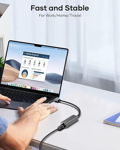 USB to Ethernet Adapter, USB 3.0 to 10/100/1000 Gigabit Wired LAN Network Adapter, RJ45 Internet Adapter Compatible with MacBook, Surface, Laptop PC with Windows 11/10/8.1/8/XP, macOS, Linux in Saudi Arabia