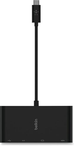 بلكين ،USB-C ،محول وسائط متعددة ،HDMI/Ethernet/USB-A/USB-C/VGA ،4.33 بوصة ،أسود in Kuwait