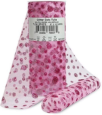 Expo International Premium Glitter Dots Spool of 6" X 10 Yards | Pink/Fuchsia Tulle in Saudi Arabia